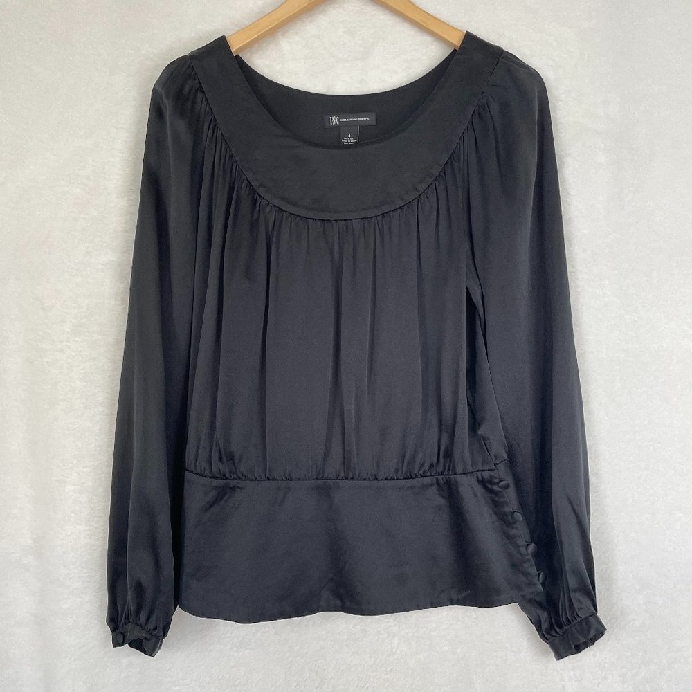 INC 100% Silk Blouse with Side Buttons